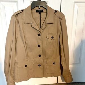 Talbots Women's Tan Jacket w/torte-shell buttons size 14P EUC